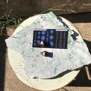 1/2in gauge wooden abalone triangle earrings 1/2”